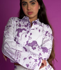 Crop top camisa tipo corsé morado
