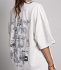 Camiseta oversize color crema estampado Gris