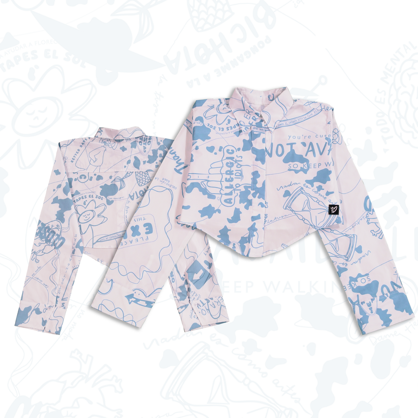 Crop top camisa tipo corsé azul