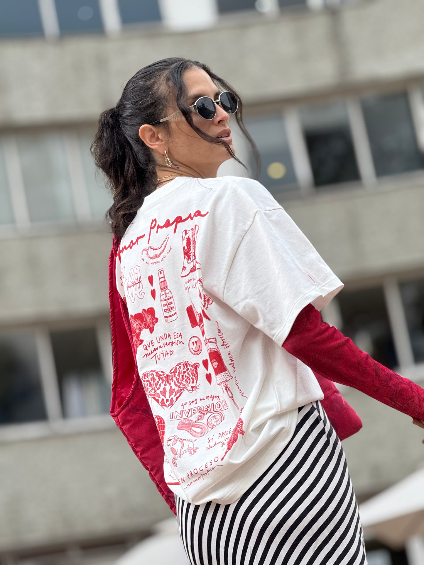 Camiseta Crudo estampado rojo