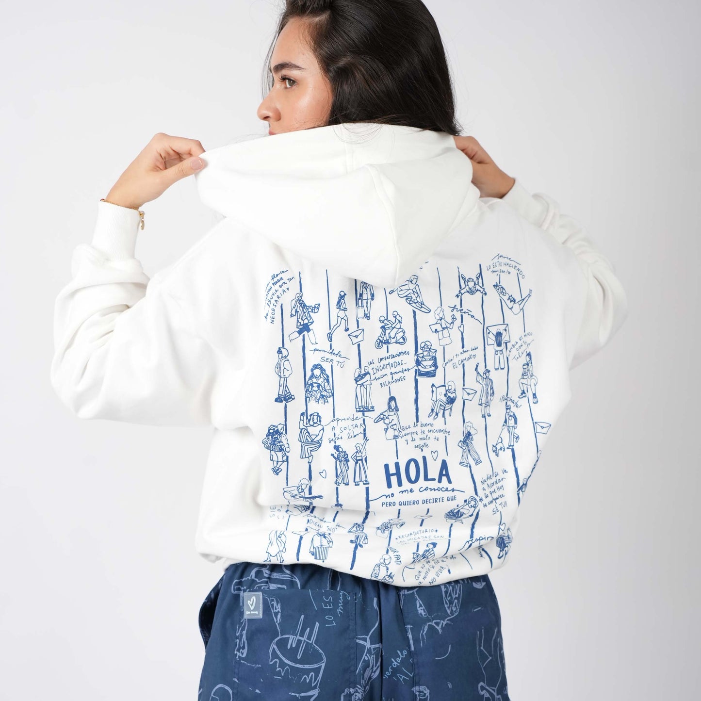 Hoddie Blanco Azul