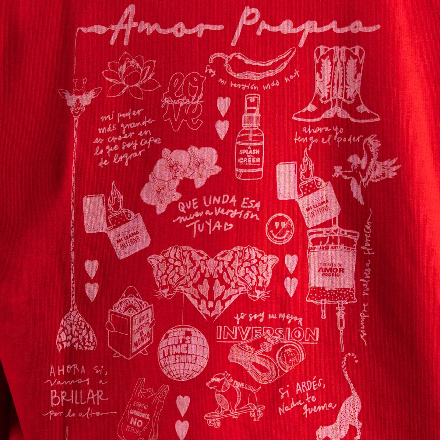 Crewneck Rojo estampado rosa