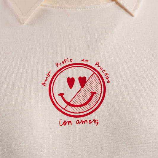 Crewneck hueso estampado rojo