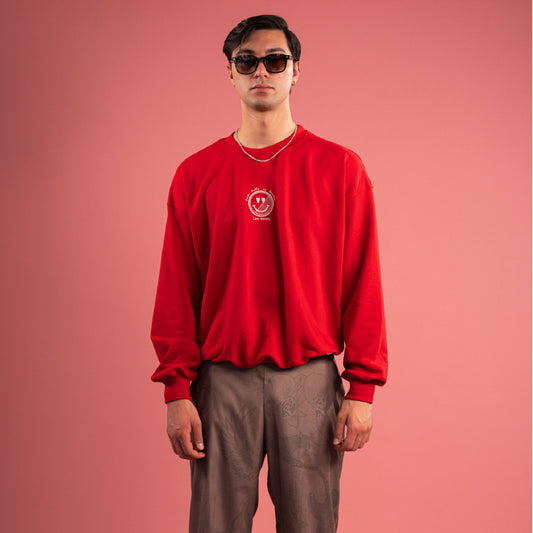 Crewneck Rojo estampado rosa