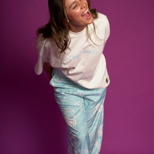 Pantalón carta a la tusa azul