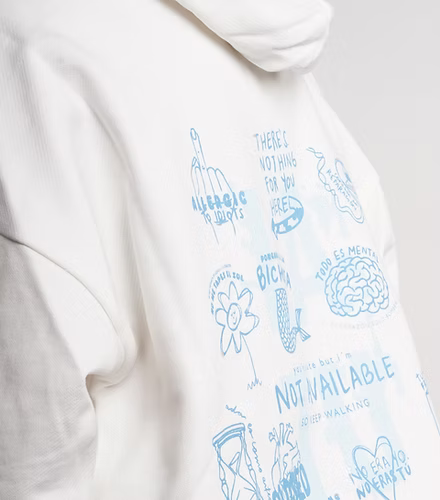 Hoddie color marfil con estampado Azul