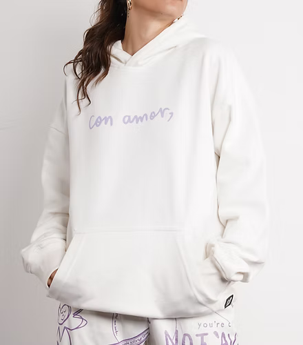 Hoddie color marfil con estampado Gris