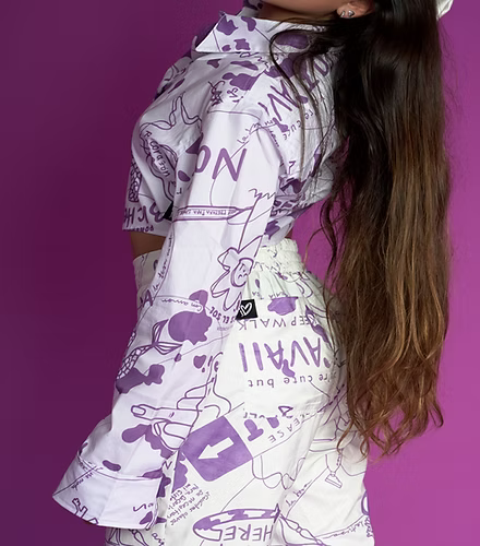 Crop top camisa tipo corsé morado