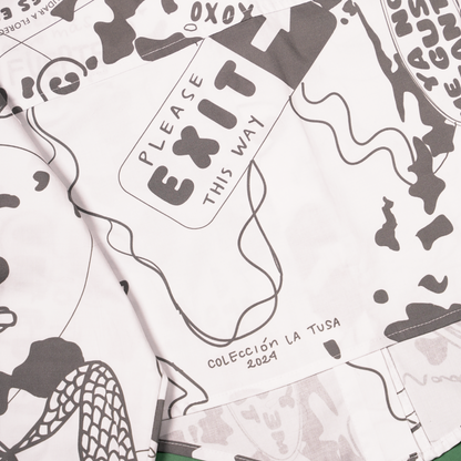 Crop top camisa tipo corsé blanco gris