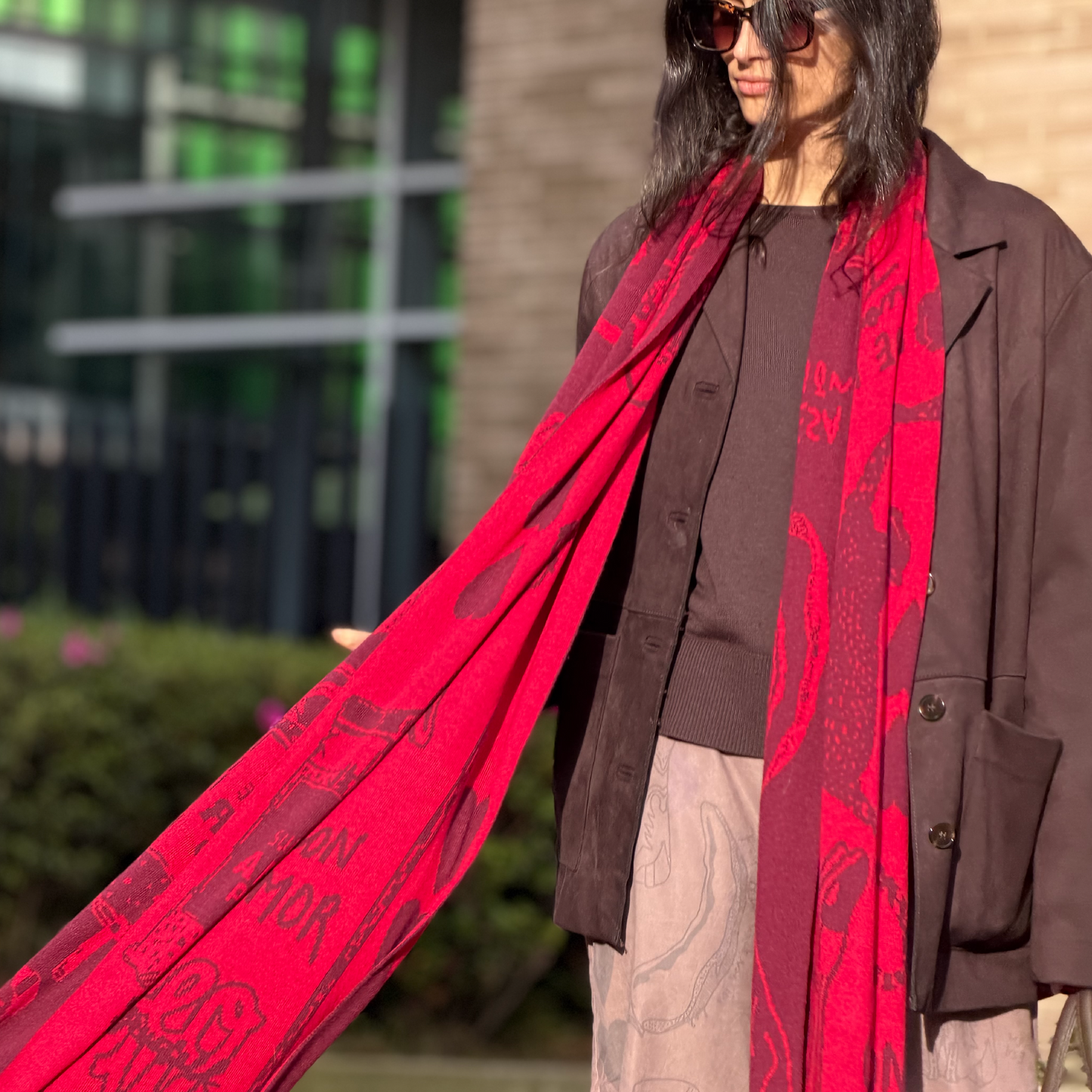 Bufanda Maxi  amor propio en Rojo