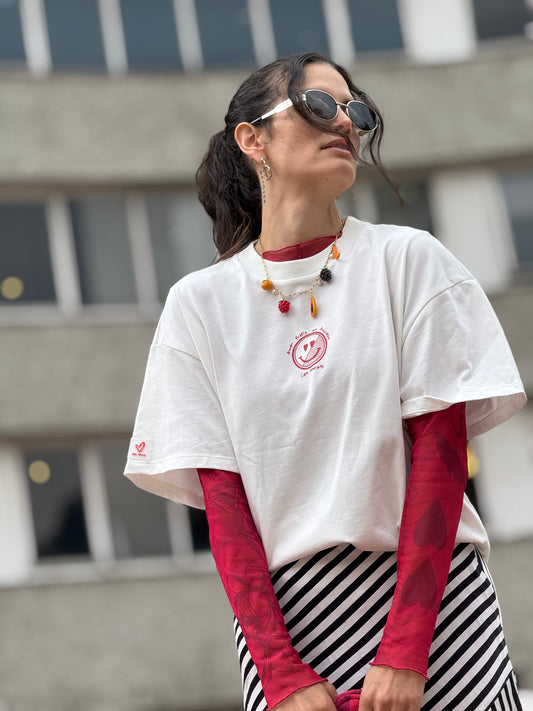 Camiseta Crudo estampado rojo