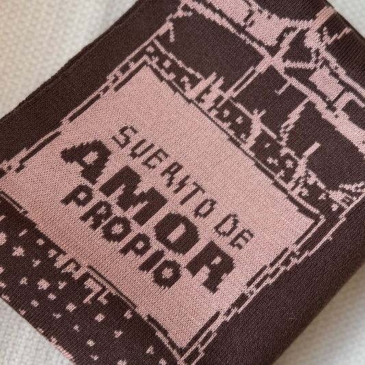 Bufanda Maxi amor propio café rosado