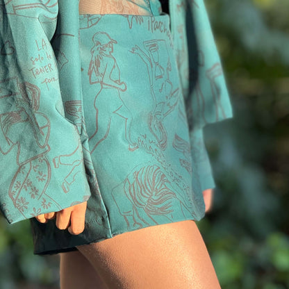 Falda short verde esmeralda