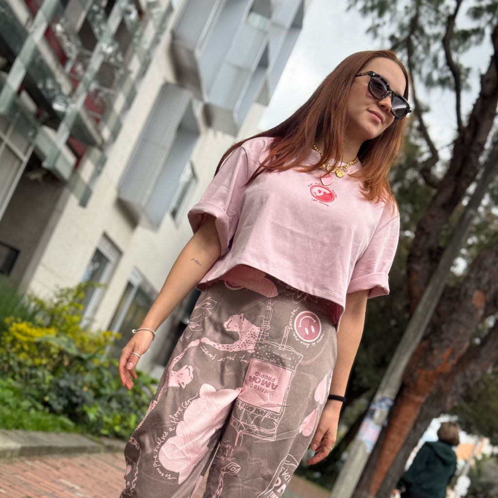 Camiseta Crop top Rosada