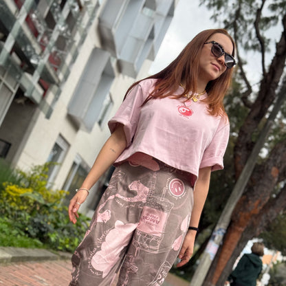 Camiseta Crop top Rosada