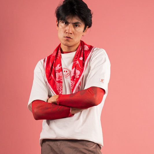 Camiseta Hueso estampado rojo