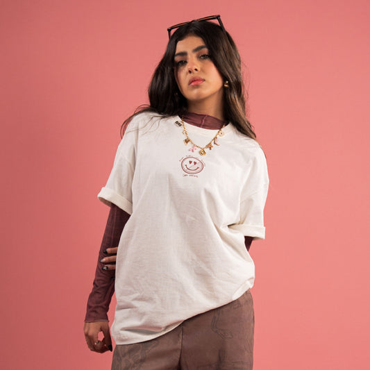 Camiseta Hueso estampado Café