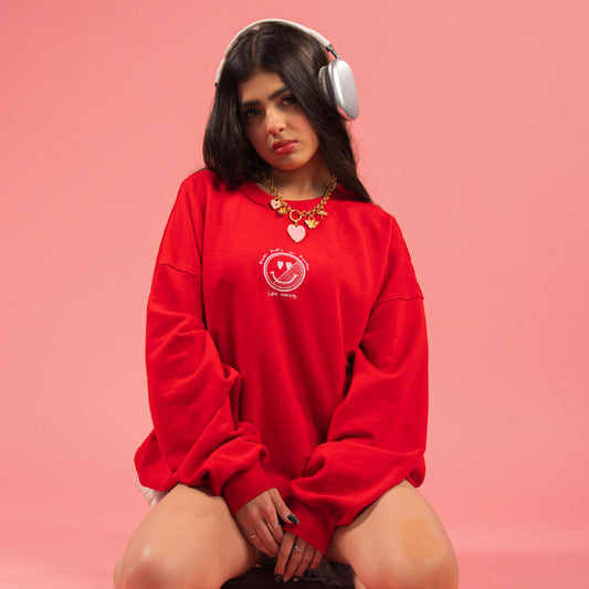 Crewneck Rojo estampado rosa