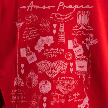Crewneck Rojo estampado rosa
