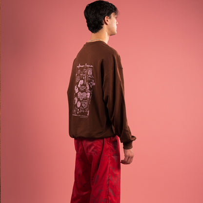 Crewneck café estampado rosado