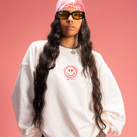 Crewneck hueso estampado rojo
