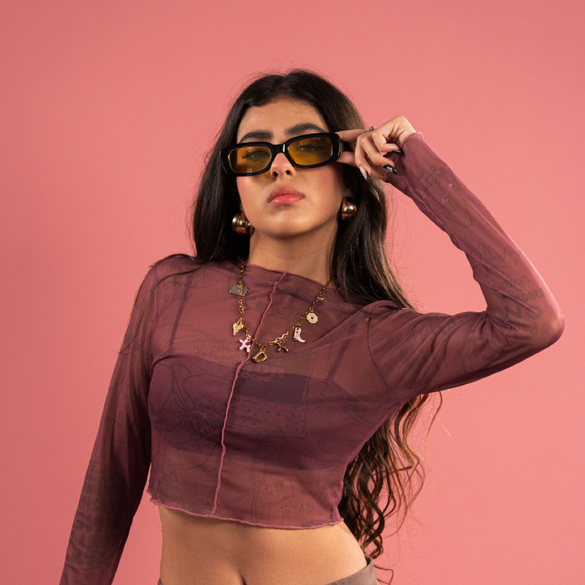 Crop top Mesh Café