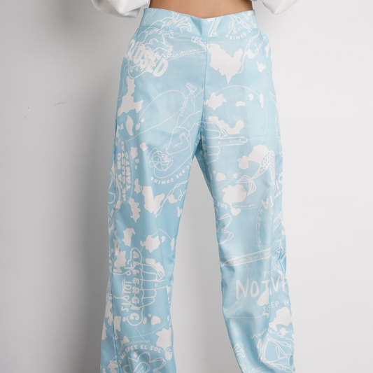 Pantalón carta a la tusa azul